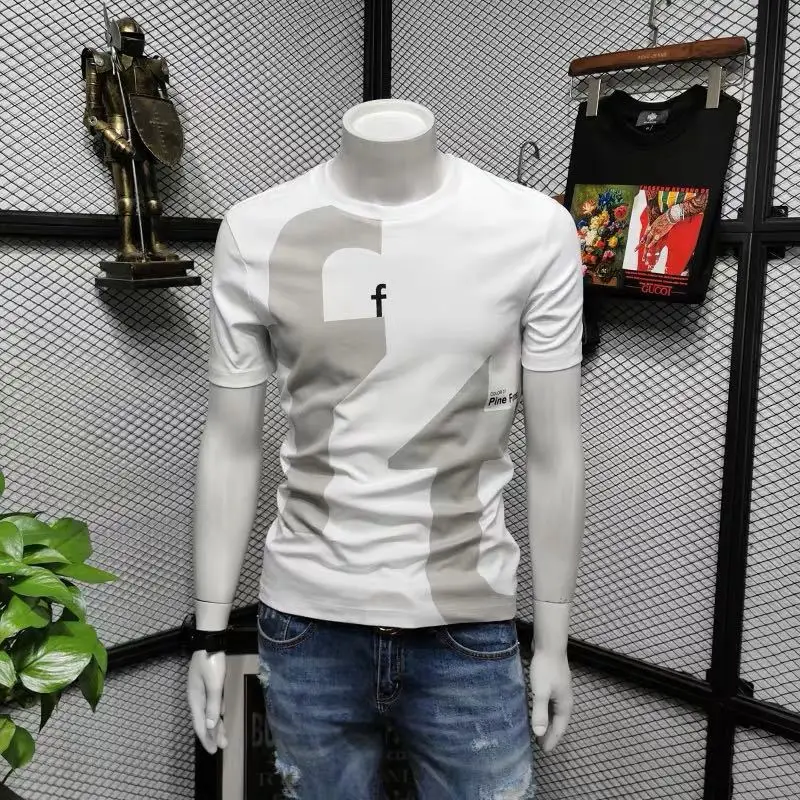 Fashion O-Neck Letter Short Sleeve Printed T-Shirt Men\'s Clothing 2023 Summer New Oversized Casual Pullovers Korean Tee Shirt