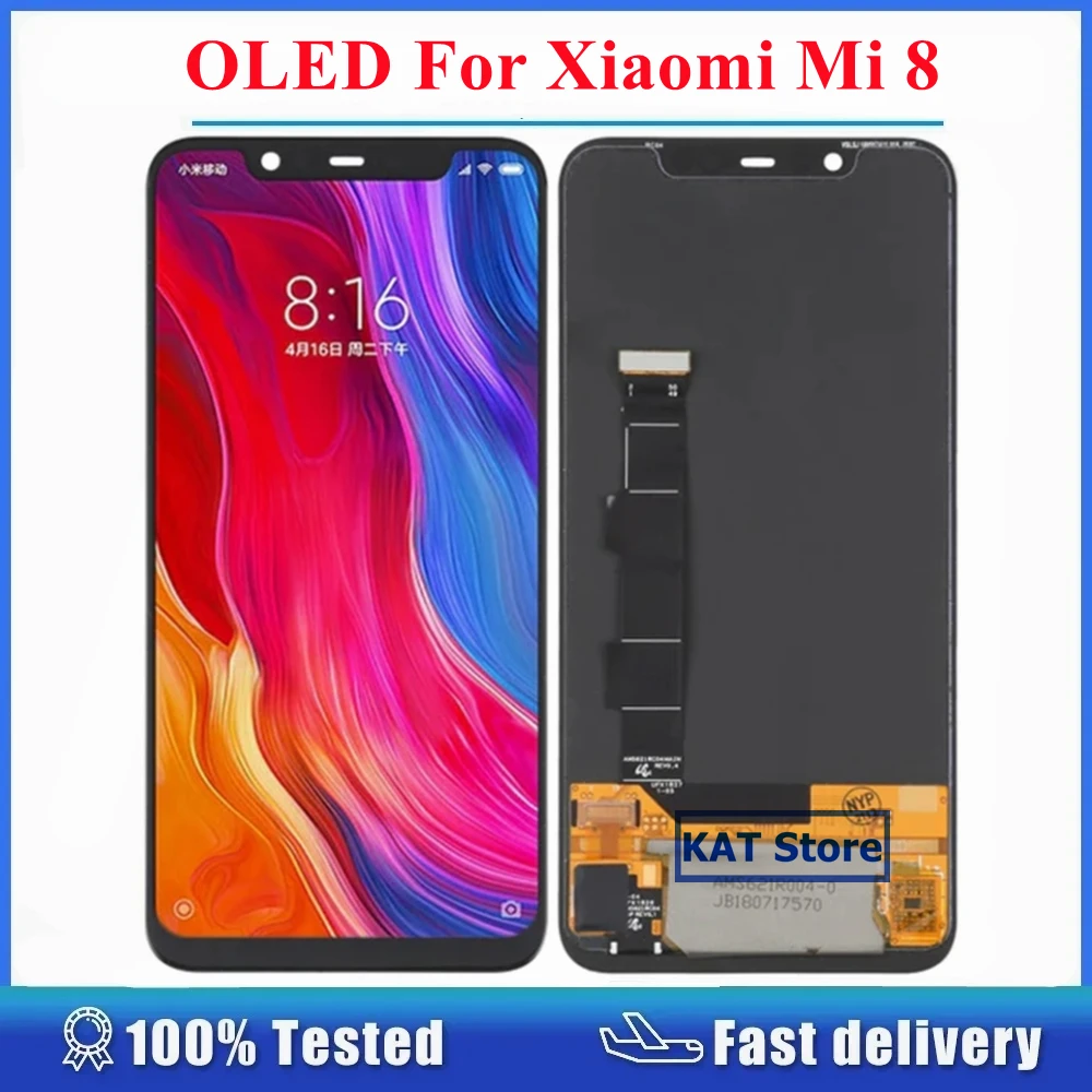 OLED для Xiaomi Mi8 Mi 8, ЖК-дигитайзер, сенсорный экран в сборе без рамки, запасные части, замена