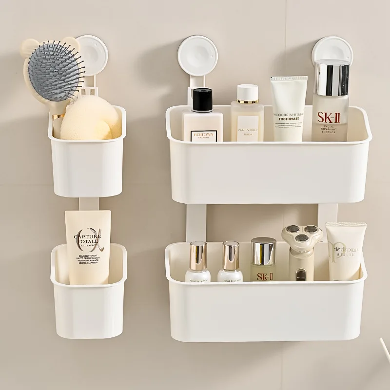 New Wall Mounted Bathroom Storage Basket Kitchen Scallion and Ginger Storage Basket Washbasin Non Perforated Hanging Wall Shelf