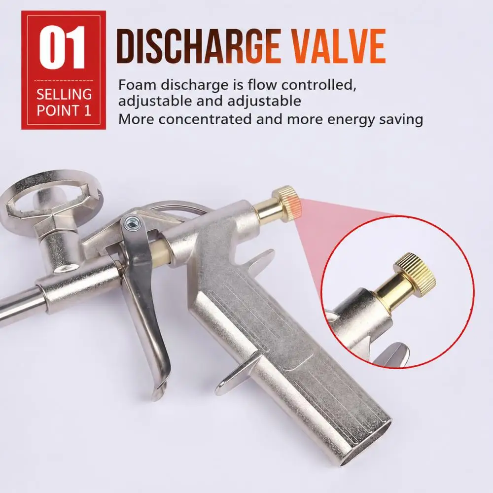 PPTS Special Polyurethane Foam Spray Gun Durable Metal Foam Nozzle Caulk Applicator Construction Sealing Repair Tool