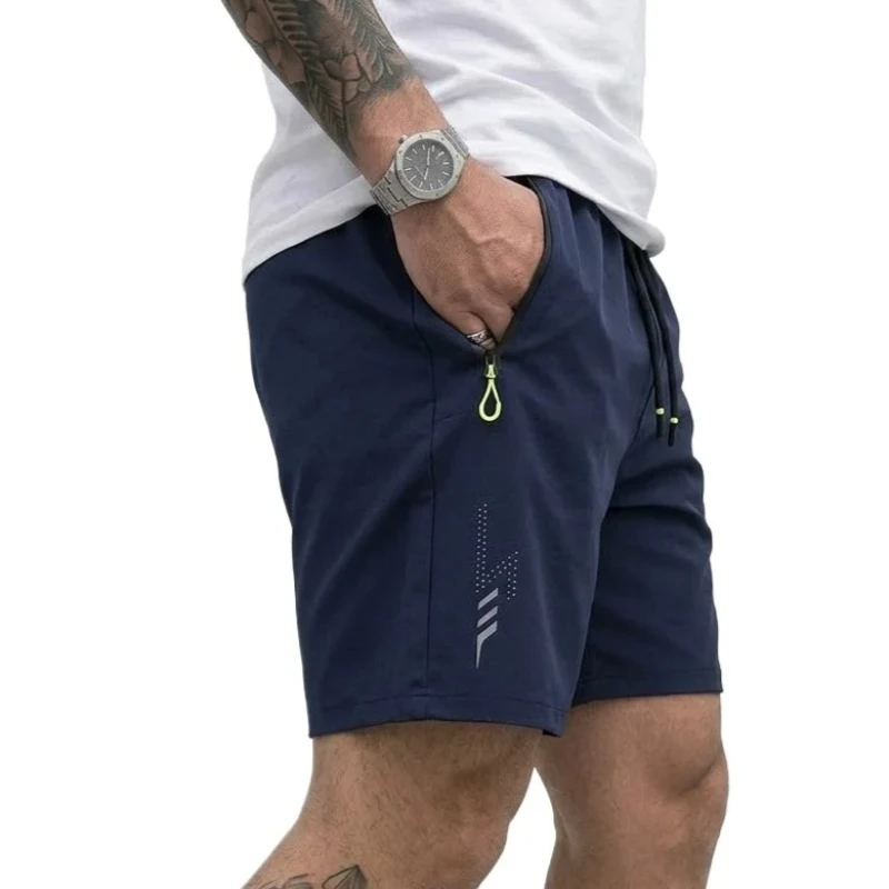 

Lightweight Fitness Shorts Man Quick Dry Hawaiian Beach Zipper Pocket Shorts for Men Loose Workwear Summer Men's Swimsuit Shorts