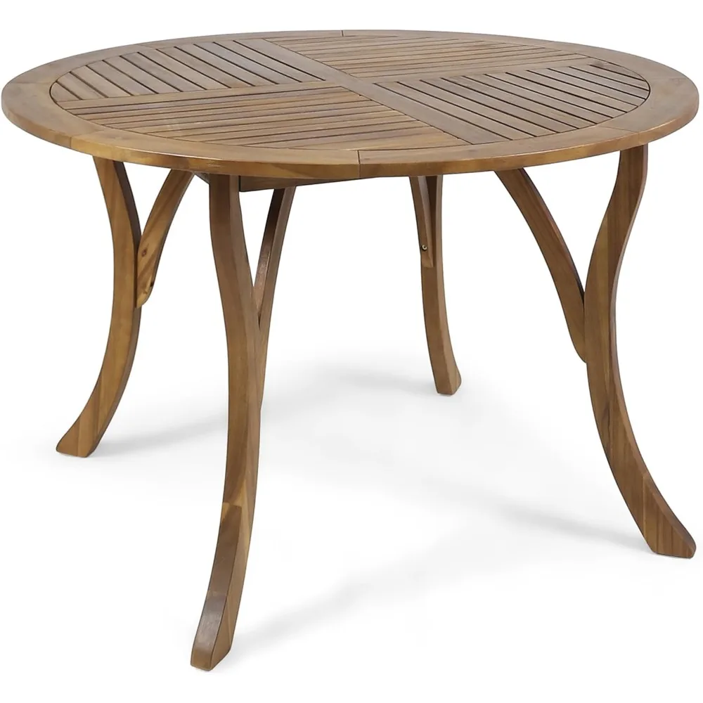 

"47 Inch Acacia Wood Round Dining Table in Teak Finish"