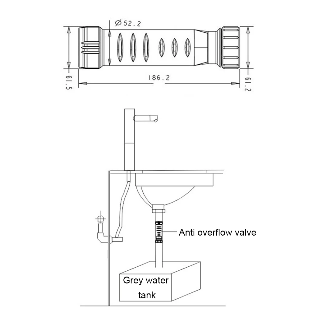 Waterloze Zelfsluitende Afvalklep Inline Trap Badkuip Voor Caravan Rv