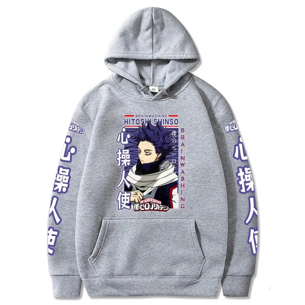 Harajuku Anime My Hero Academia Hitoshi Shinsou Cartoon Men Hoodies Boku No Hero Academia Unisex Long Sleeve Winter Sweatshirts