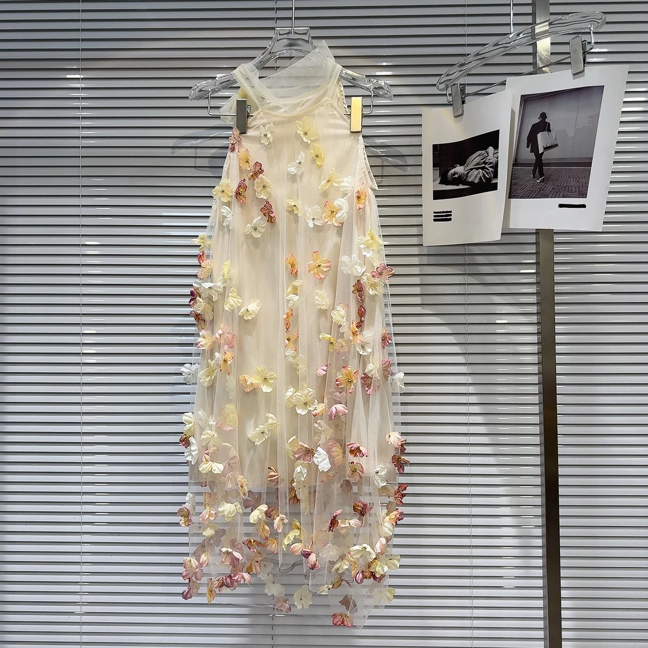 صيف 2025 عصري ثلاثي الأبعاد زهرة السقوط الحلو Sle المرأة Dr Ne ثوب معلق Svel تنورة طويلة Bal #1