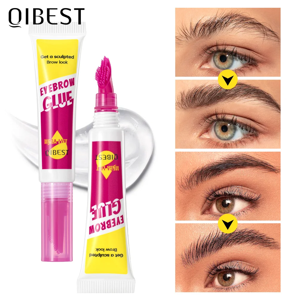 QIBEST nouvelle tête de brosse en forme de peigne crème coiffante pour sourcils transparente longue durée Gel coiffant pour sourcils outils de maquillage pour sourcils