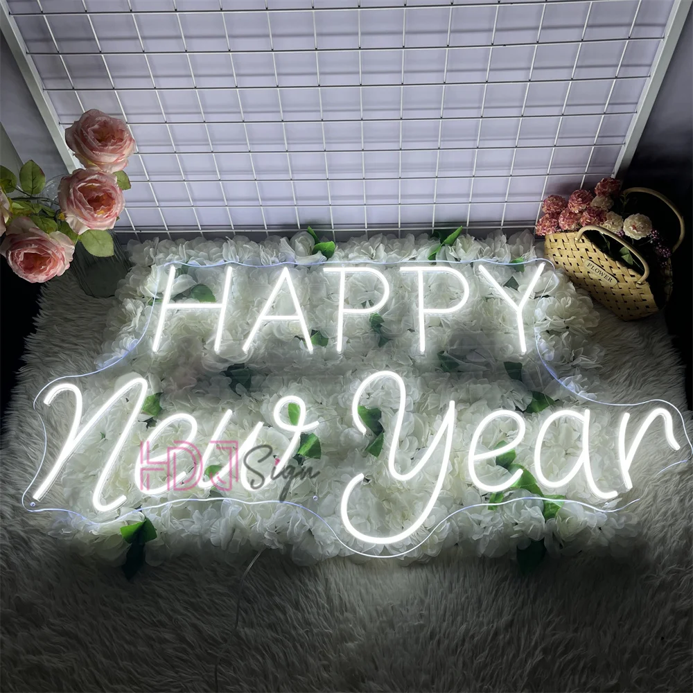 سنة جديدة سعيدة LED النيون علامات غرفة المنزل حفلة وحدة إضاءة LED جداريّة ديكور عيد الميلاد أضواء النيون السنة الجديدة الديكور هدايا للأطفال #1