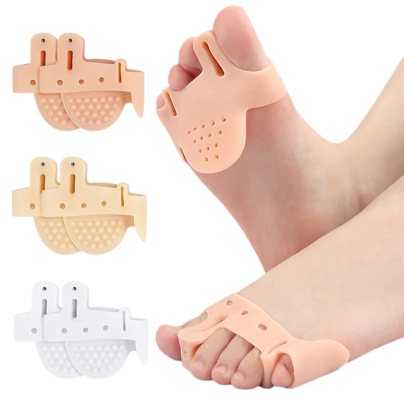 

2pieces=1pair Silicone Big Thumb Orthotics Feet Care Straightener Toe Separator Gel Forefoot Pads Hallux Valgus Protection