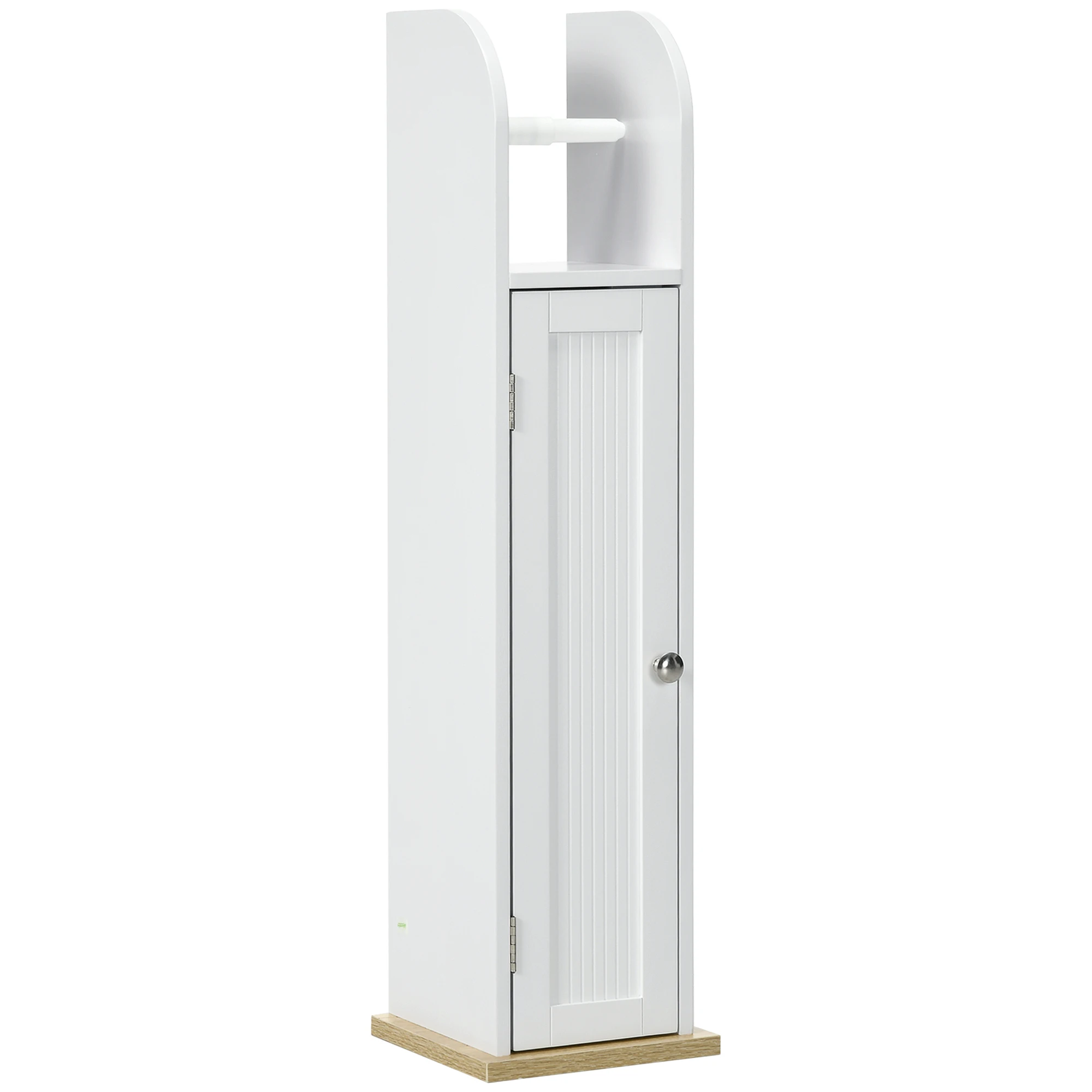 Kleankin bathroom cabinet bathroom auxiliary column bathroom floor furniture with adjustable shelves and paper roll holder 20x20x80 cm White