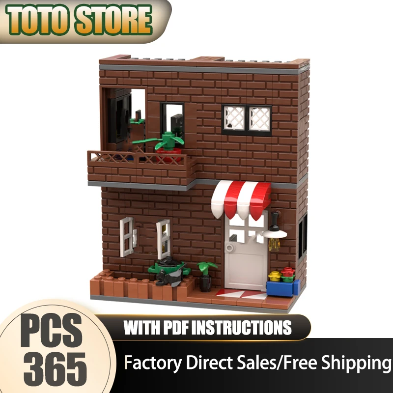 

Moc Building Bricks Reddish Brown Brick House Model Technology City Street View Block Toy DIY Assembly Christmas Holiday Gifts