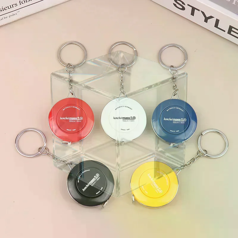 150/60Inch Keychain Tape Measure Portable Retractable Mini ABS Plastic Measure Ruler Centimeter Inch Roll Tape Measuring Tool