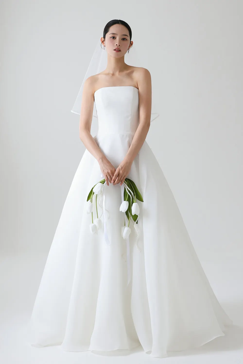 OLOEY Simple White Wedding Dress Strapless A-Line Bridal Gown Elegant Korean Style Backless Civil Evening Dresses Vestidos