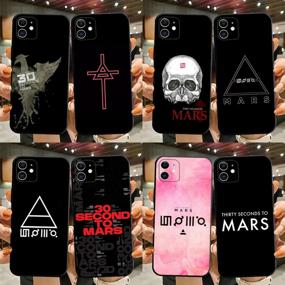 30 S-Second To Mars 30stm Phone Case For iPhone 15,14,13,12,11,Plus,Pro Max,XS,X,XR,SE,Mini,8,7 Soft Silicone Black Cover