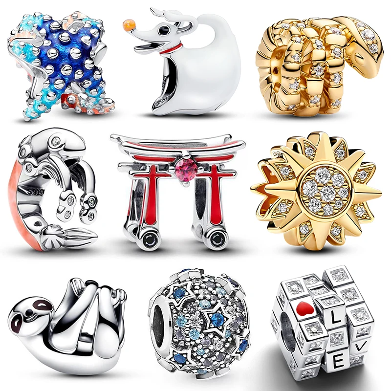 

Hot Original White Puppy Mantis Shrimp and Sloth Charm Beads Fits 3mm Bracelet Necklace For Women Luxury DIY Jewelry Making Gift