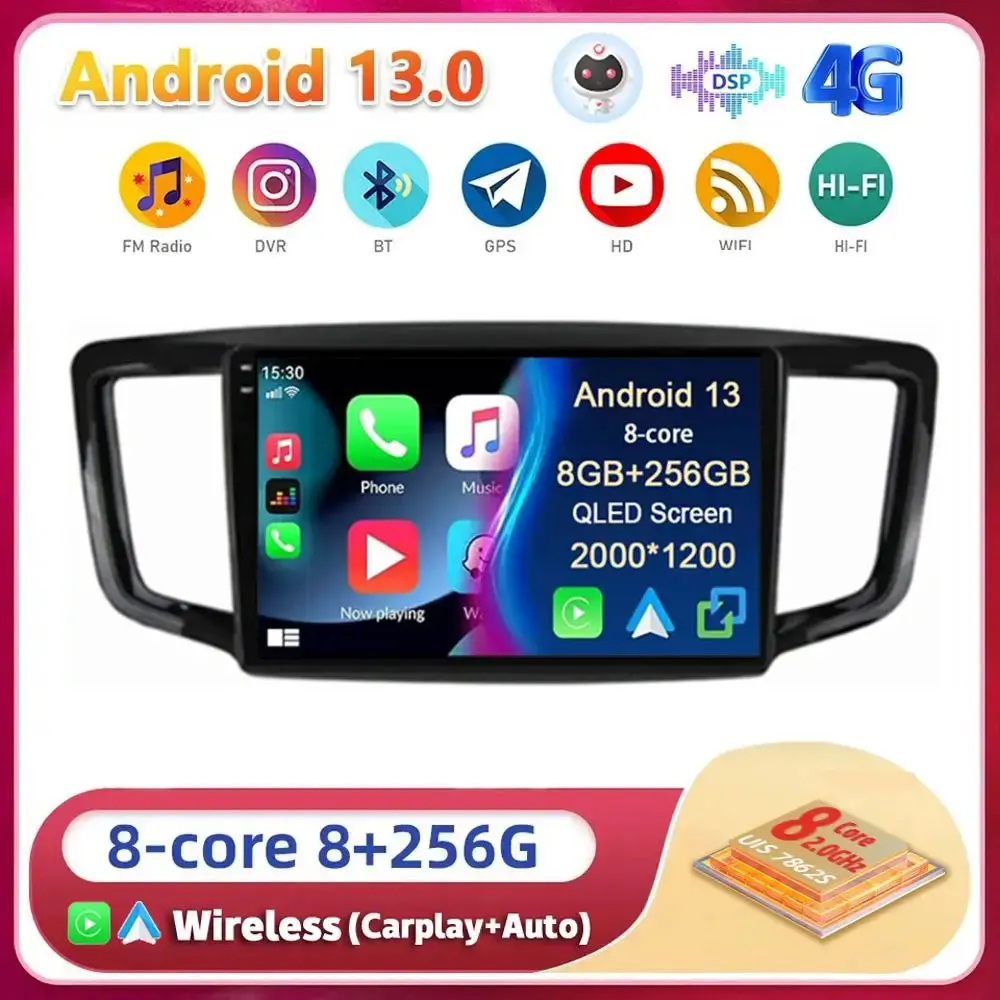 Android 13 Carplay For Honda Odyssey 5 RC 2013 2014 2015 2016 2017 2018 2019 Car Radio Multimedia Player Stereo Head Unit 2din