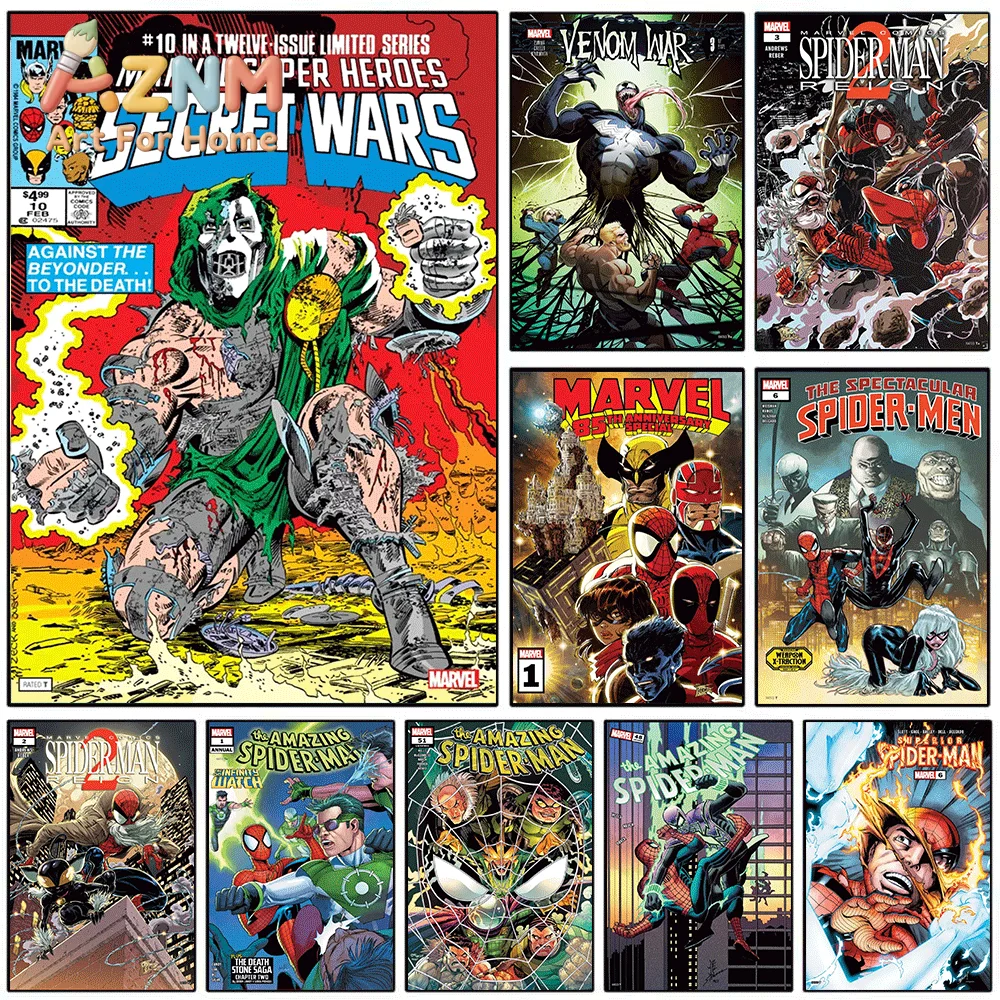 Impresión en lienzo de la serie cómic «Secret Wars» de los superhéroes de Marvel, póster con ilustraciones clásicas de superhéroes, cuadro de pared en lienzo sin marco para decorar.
