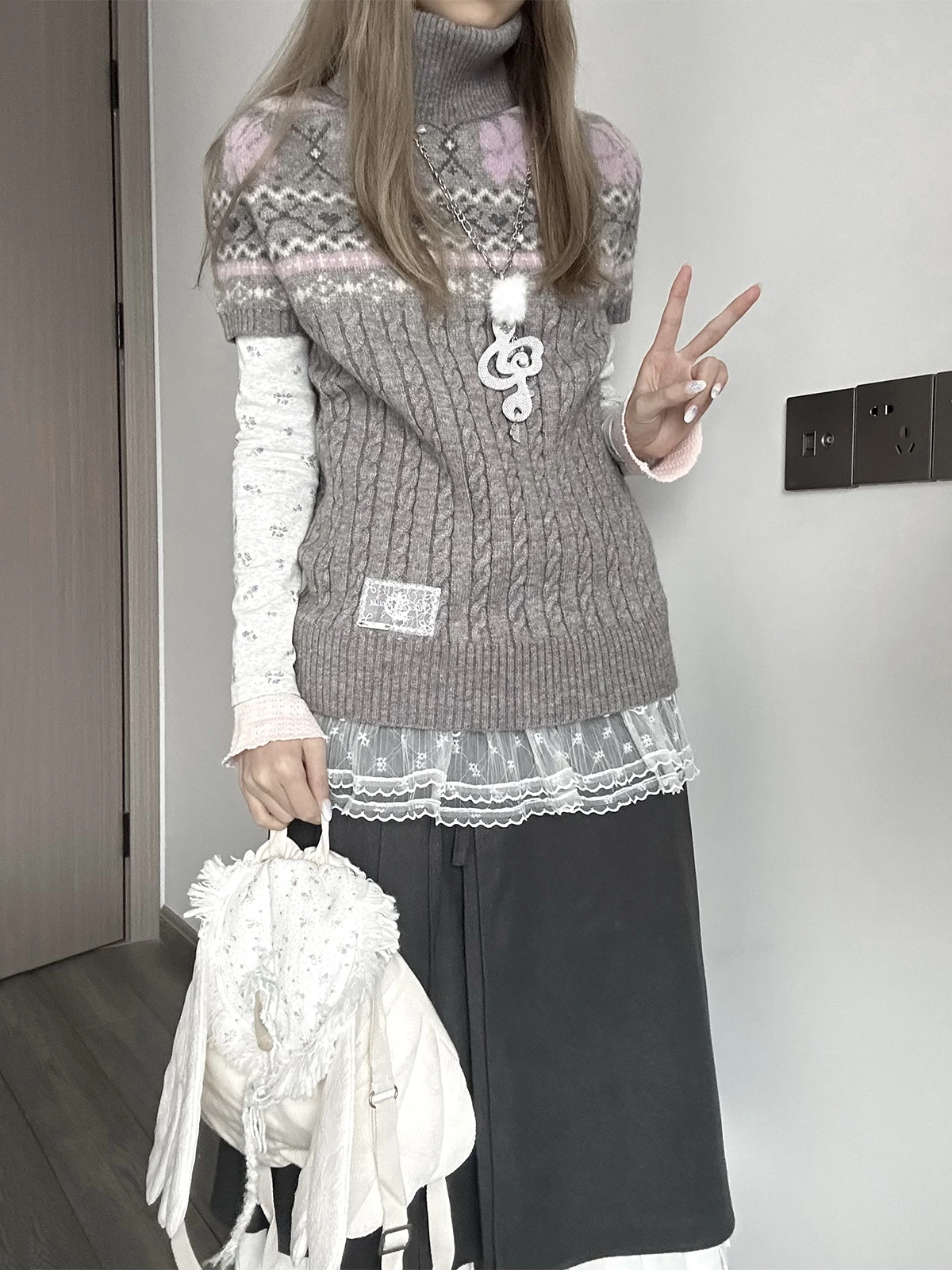 

Женский вязаный свитер YUNNNIE с высоким воротником, облегающий, осенне-зимний, универсальный, в стиле колледж, модель Kyouko Top