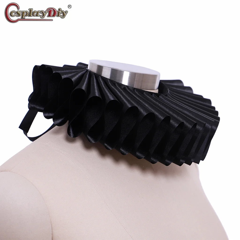 Medieval Fake Collar Victorian Palace Black Edged Raff Collar Clown Gothic Collar Ruffled Collar