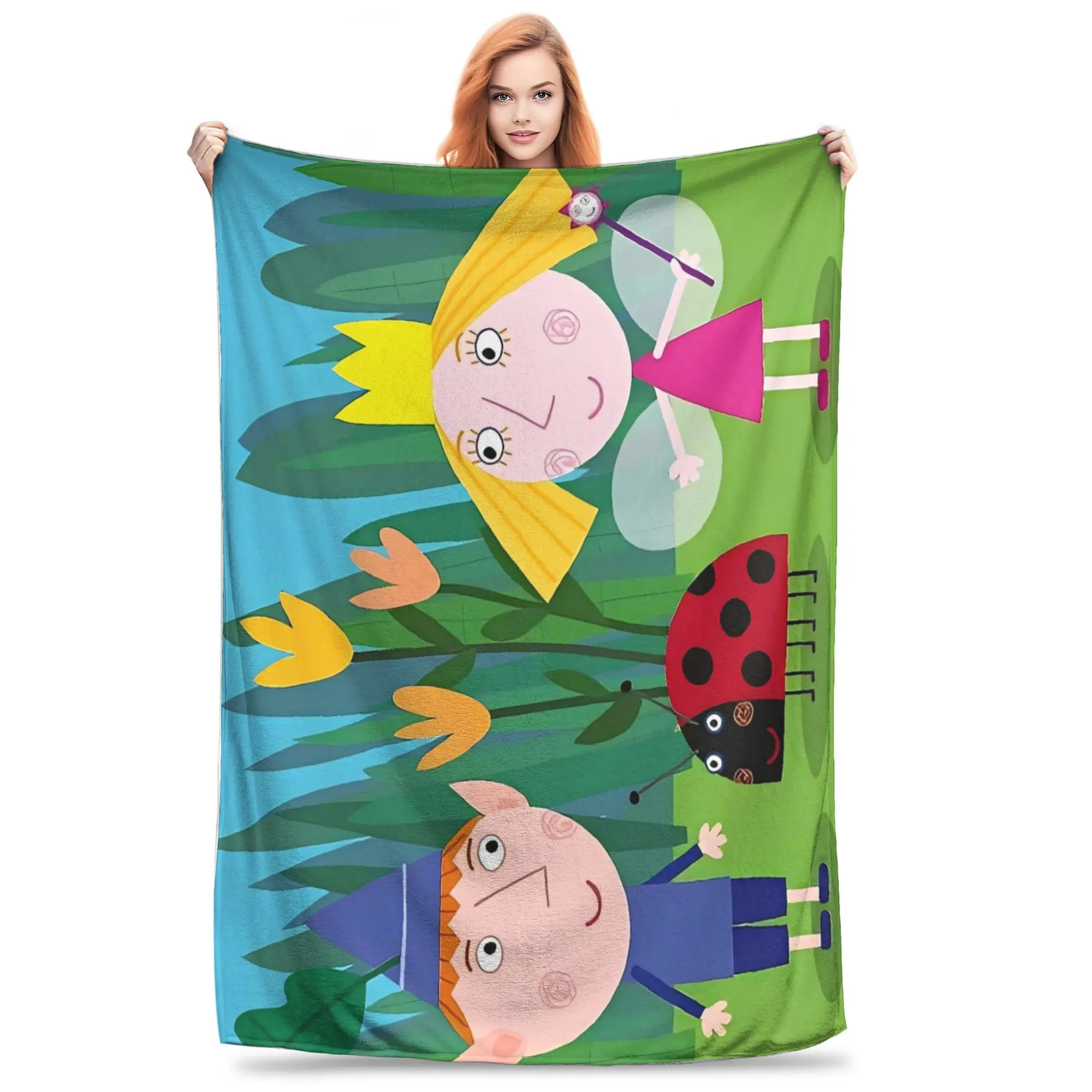 B-Ben y H-Holly Dreamy World manta cálida Camping manta de felpa patrón sofá cama colcha de franela funda de sofá cama
