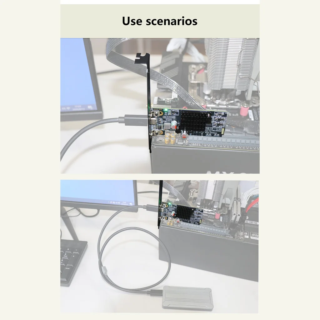 PCIe 3.0 X4 auf USB 3.2 Gen2x2 Typ-C-Erweiterungskarte, 20 Gbit/s-Adapter für externe NVMe-SSDs, kompatibel mit ATX- und SFF-Gehäusen. – Detail 8