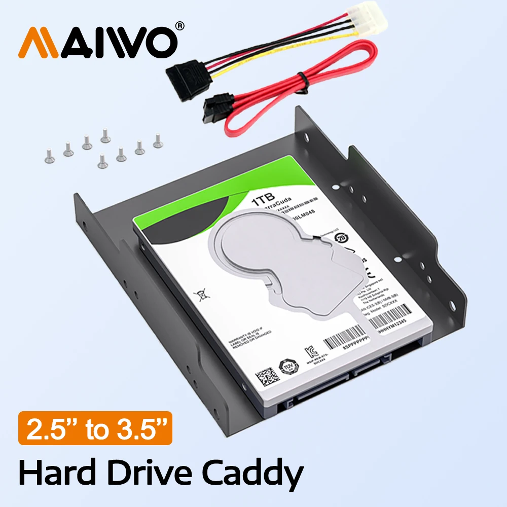 

MAIWO Hard Drive Caddy 2.5" to 3.5" SSD Solid State Mechanical Hard Disk Bracket Shock-Proof HDD/SSD Rack DVD ROM Bay Adapter