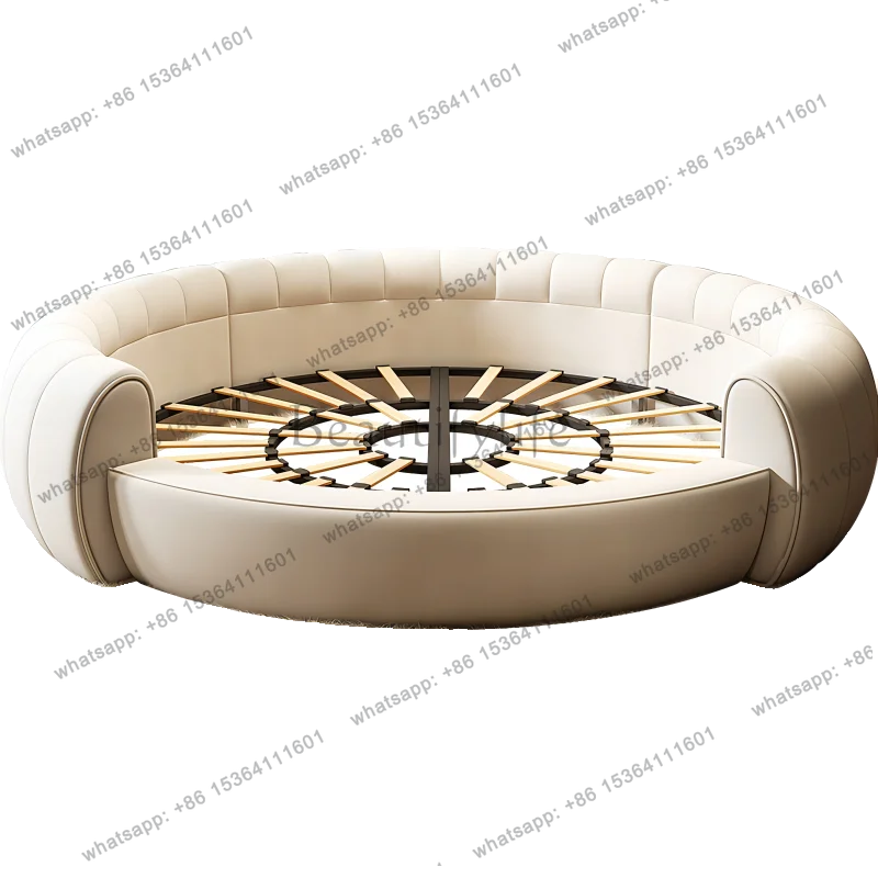PG Round Confortable Bed Aesthetics Quality King Size Apartment Unique Bed Frame Modern Wedding Cama De Casal Bedroom Furniture
