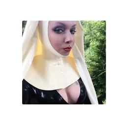 Handmade Sexy Latex Hats Hood Hijab Head Dress Nun Head scarf Customized Neckline