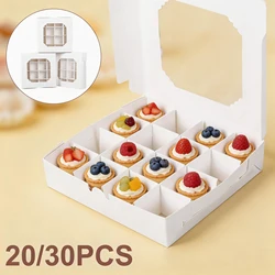 20pcs Empty White Pick and Mix Sweet Boxes with Inserts Clear Window and Divider 16-Compartments Quick Assemble Sampler Boxes