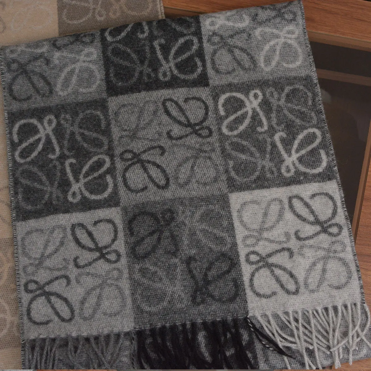 Bufanda clásica de lana a cuadros, chal jacquard con borlas, calidez de otoño e invierno