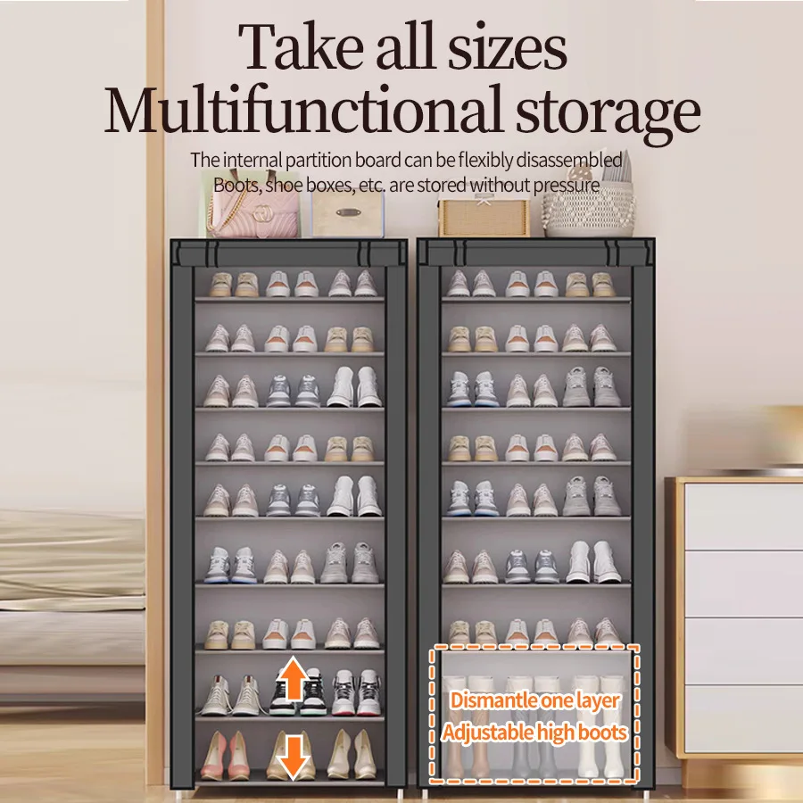 

Dustproof Shoe Rack Storage Organizer Multilayer Nonwoven Shoe Organizer Cabinet Home Hallway Space-saving Cabinets Shoe Shelf