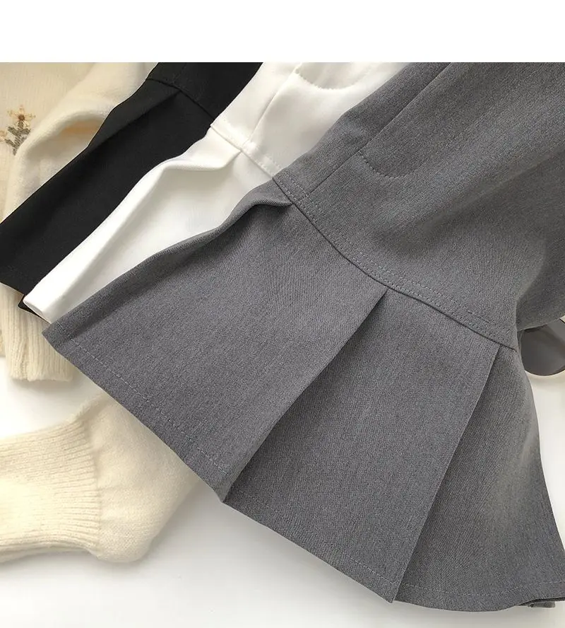 New Women Clothing Summer Preppy Style Sweet Kawaii Pleated Short Skirts Y2K Female High Waist Chic Solid Slim A Line Mini Skirt