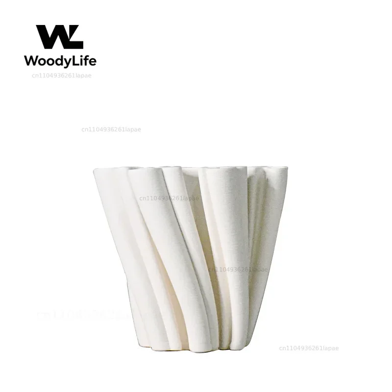 Geometric Ceramic Vase Three-dimensional Fold Pattern Petal Flower Vase Flower Pot Decorative Ornament Home Decoration