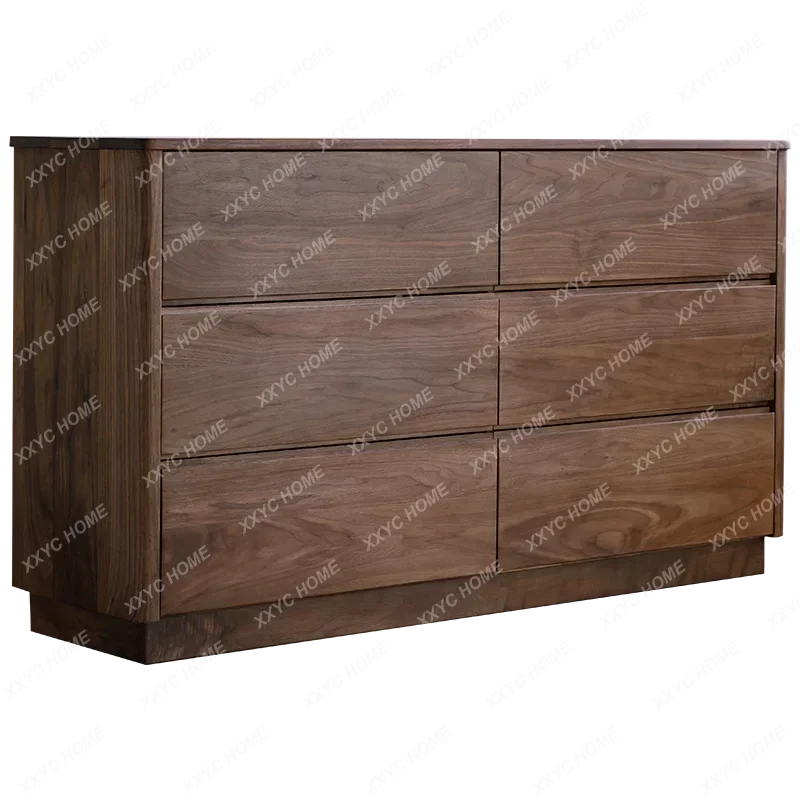 

DVHot sales All solid wood North black walnut six-chest cabinet living room porch cabinet drawer locker