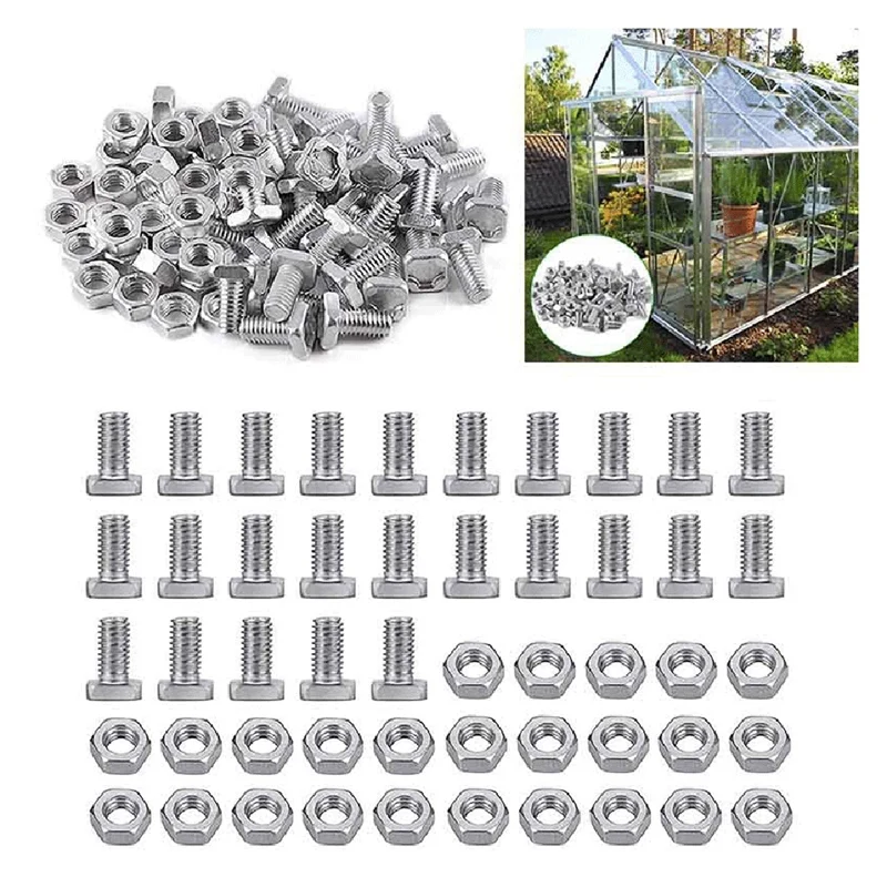 ABGR-50 комплектов гаек и болтов для теплиц, алюминиевые гайки с укороченной головкой, болты для ремонта стеклянных зданий, водонепроницаемые универсальные