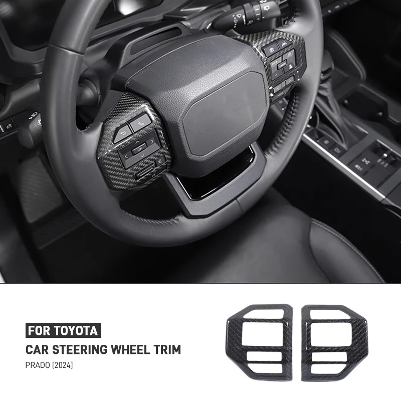 

Dry Carbon Fiber Car Steering Wheel Button Switch Cover Trims Interior Sticker For Toyota Land Cruiser 250 Prado LC250 2024 2025