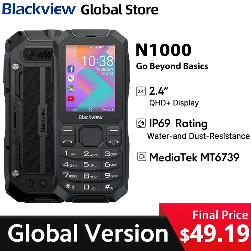 

Blackview N1000 Rugged Smartphone 2.4 inch Display 3300mAh Battery Dual 4G Mobile Phone With Dial Button For Elderly Cellphone