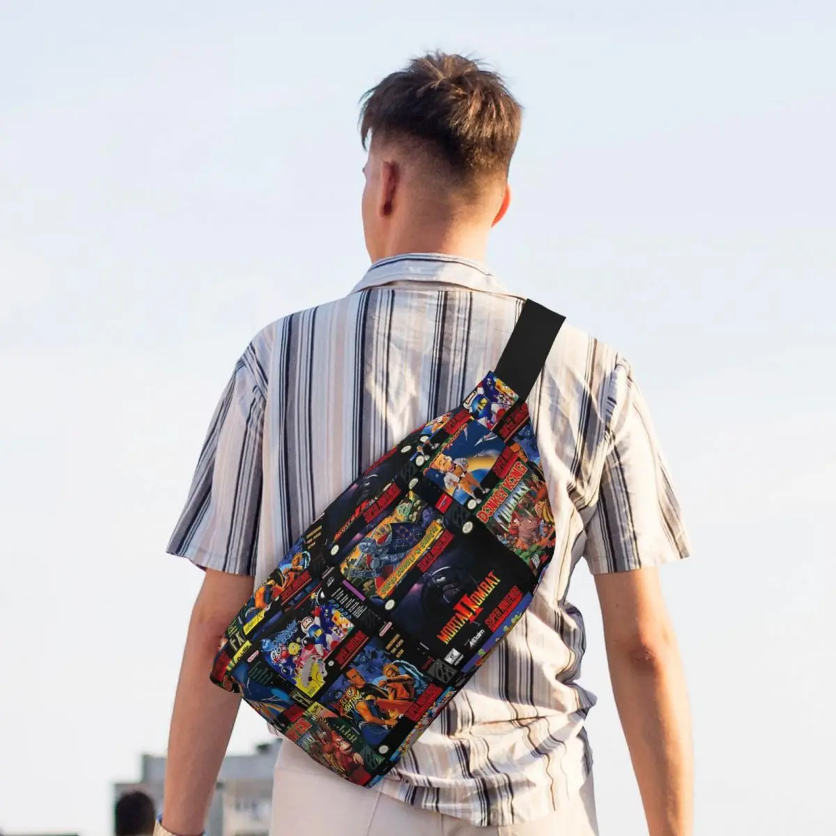 

Сумка-бананка через плечо в стиле ретро с дизайном игровых приставок, унисекс, регулируемая поясная сумка для путешествий, бега, хранения денег и телефона, нагрудная сумка