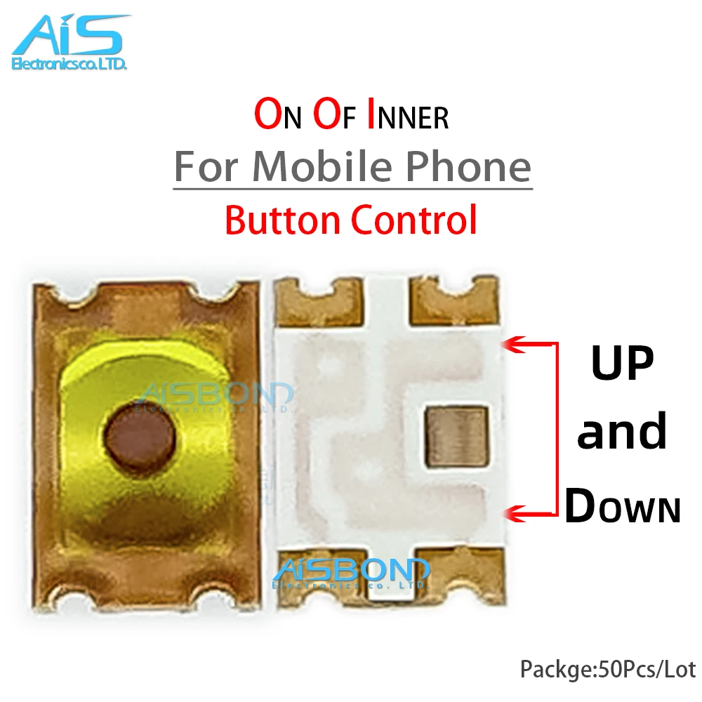 50Pcs/Lot Power On Off Inner Power volume Button Control Switch Tact 1.9*2.8*0.5mm For Smart Mobile Phone 4Pin Micro SMD