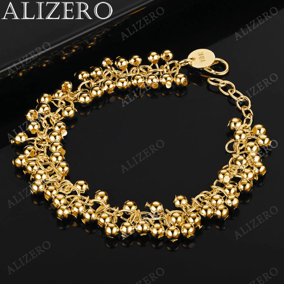 ALIZERO 925 srebro 18K złote koraliki winogronowe bransoletki dla kobiety bankiet weselny Party prezent Lady Fashion Charms biżuteria