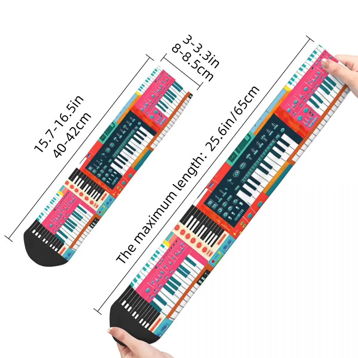 Happy Men's Socks Synthusiast Vintage Modular Synthesizer Harajuku Crazy Crew Sock Gift Pattern Printed