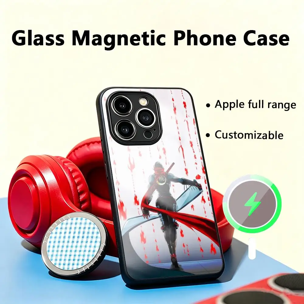 Funda Magnética de Cristal para iPhone 17 Air, 16, 15, 14, 13, 12, 11 Plus, Mini, Pro, Max con Diseño de Videojuego Ninja Gaiden de Moda