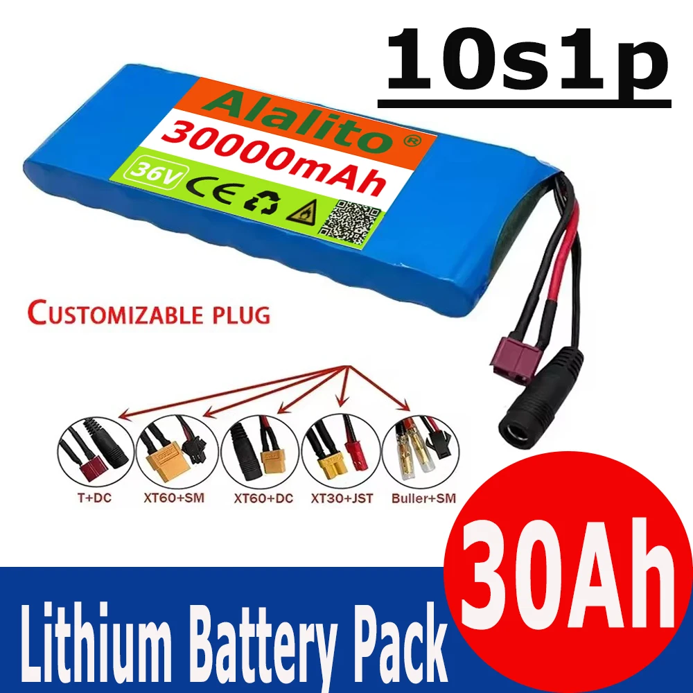 36V 30Ah Battery Pack 10S1P 18650 Rechargeable Batteries For Electric Bicycle Moped Scooter Replacement Li-ion Battery With BMS