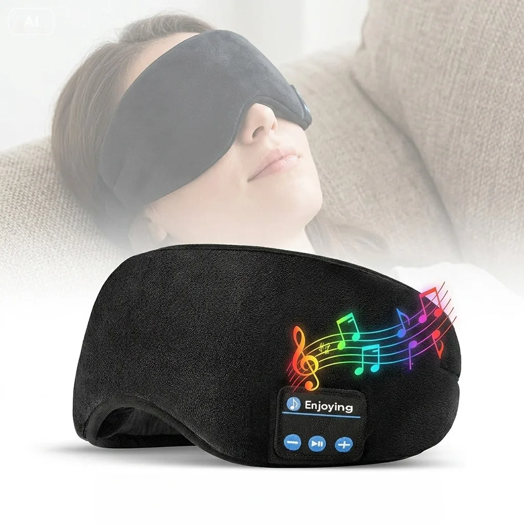 Eye Mask Music Play Sleeping Headphones with Built-in HD Rechargered Bluetooth Adjustable Speaker Music Eye Mask for Sleep