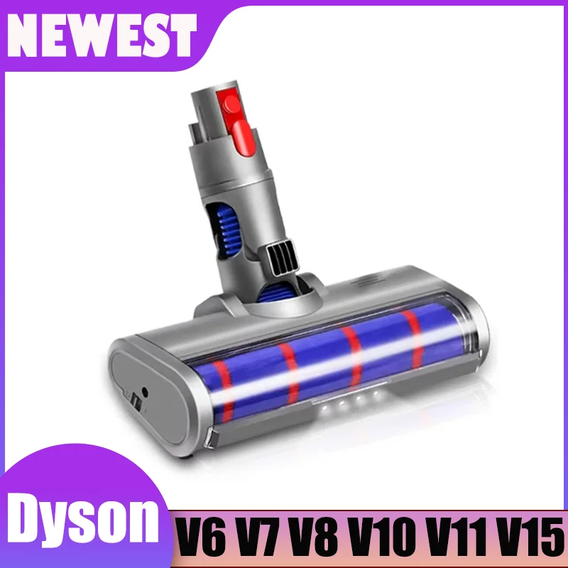 

Motorized Floor Brush Head For Dyson V6 V7 V8 V10 V11 V15 Vacuum Cleaner Soft Roller Brush Replacement Accessories with Lights