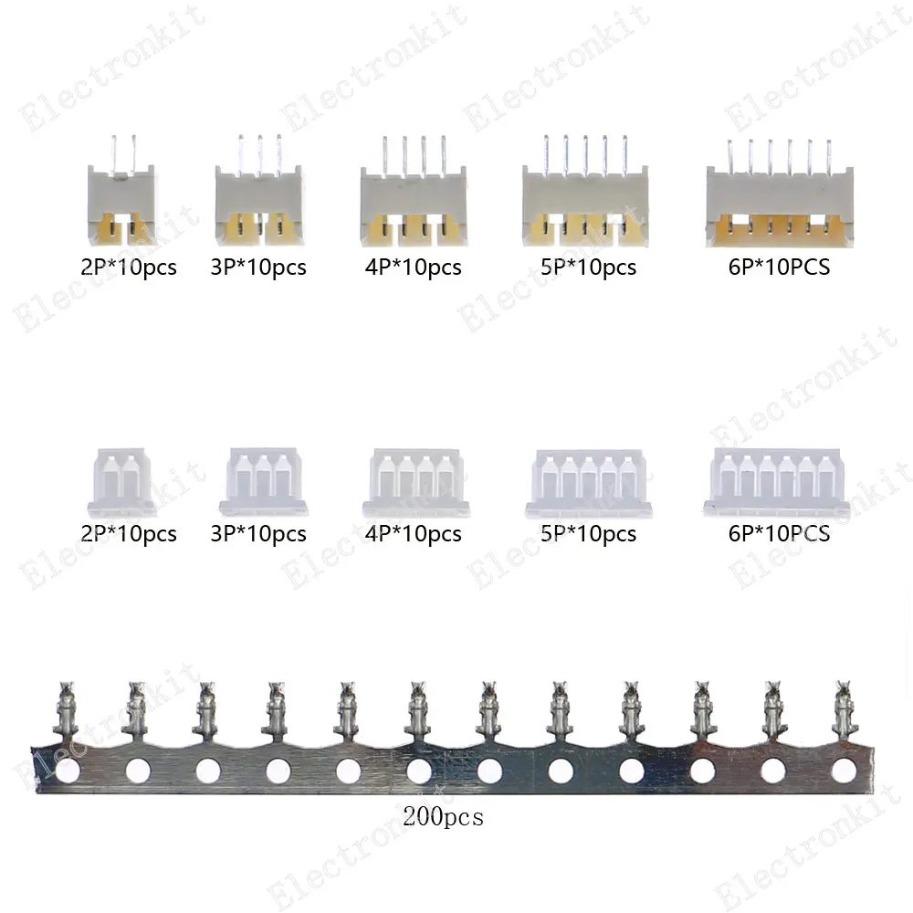 300pcs 2p 3p 4p 5p 6 pin 1.25mm Pitch Terminal Housing Straight Pin Header Connector Wire Assorted kit