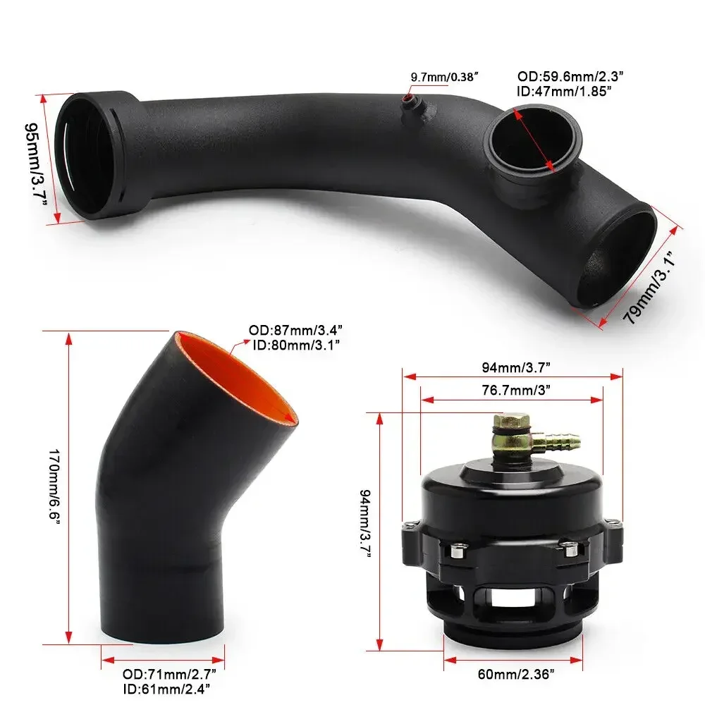 For BMW N54 E88 E90 E92 135i 335i Performance Turbo Hard Intake Pipe Intake Turbo Charge Pipe Kit With 50mm Blow Off Valve