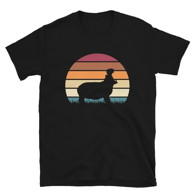 

Retro Sunset Farm Animal Lover Hippopotamus Hippo Short-Sleeve Unisex Cotton T-Shirt Crew Neck Casual Street Comfortable Tops