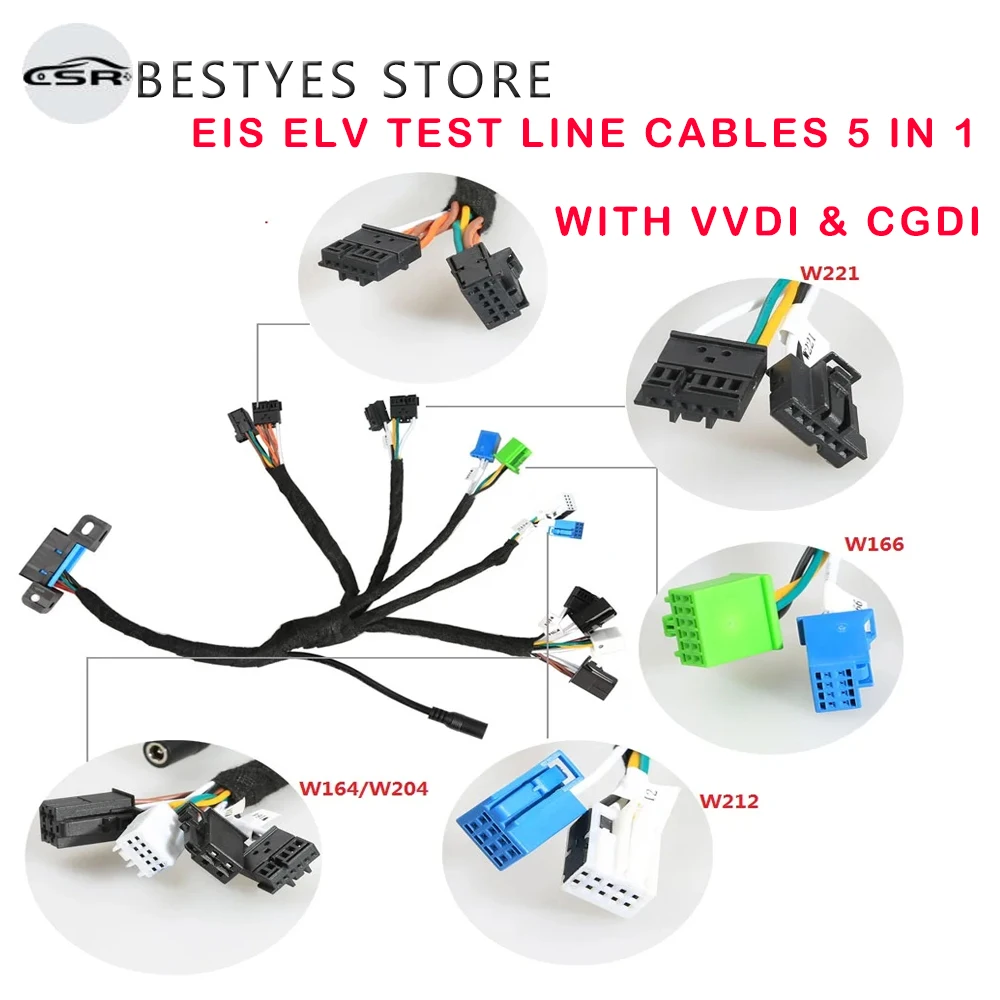 EIS ELV Test Line Cables 5 IN 1 Full Set for Benz MOE001 Dashboard Connector Works With VVDI & CGDI M-B BGA Tool