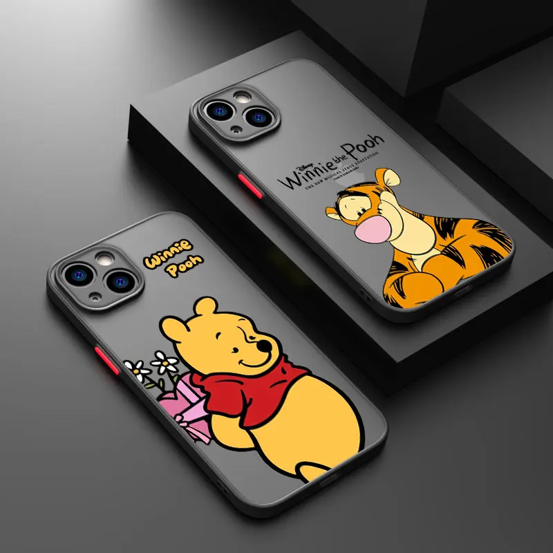 Disney Winnie Pooh For iPhone 15 14 13 12 11 Pro Max XS Max X XR 7 8 Plus 6S 5S Frosted Translucent Phone Case