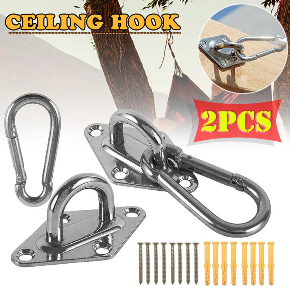 Stainless Steel Ceiling Wall Mount Hook Heavy Duty Anchor Eye Plate For Boat Yoga Swing Hammocks Full Welding Hanging Hooks